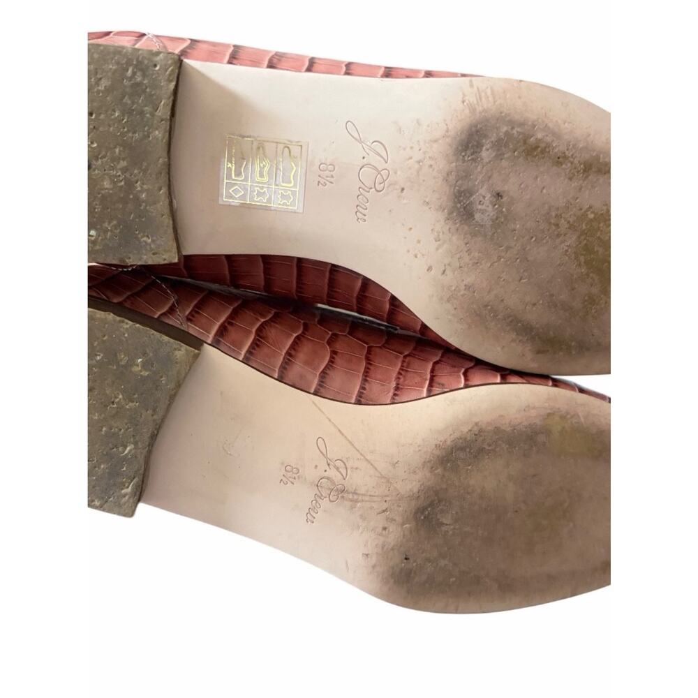 J. Crew Academy Penny Leather Loafers Size 8.5 Croc Embossed Pinkish Brown - Picture 7 of 9